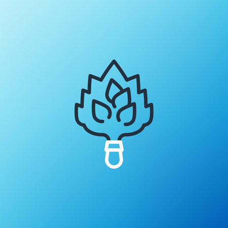 Line Sauna broom icon isolated on blue background. Broom from birch twigs, branches for Russian...