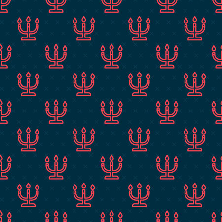 Red line Candlestick icon isolated seamless pattern on black background. Happy Valentines day. Vector.のイラスト素材