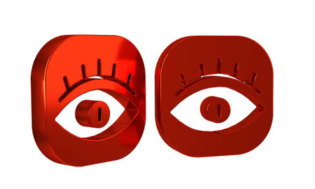 Red Masons symbol All-seeing eye of God icon isolated on transparent background. The eye of Providence in the triangle. .の写真素材