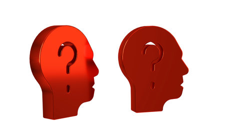 Red Human head with question mark icon isolated on transparent background. .の写真素材
