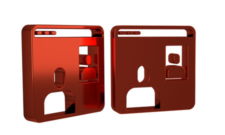 Red Video chat conference icon isolated on transparent background. Computer with video chat interface active session on screen. .の写真素材