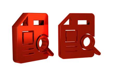 Red Document with graph chart icon isolated on transparent background. Report text file icon. Accounting sign. Audit, analysis, planning. .の写真素材