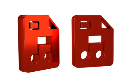 Red MP3 file document. Download mp3 button icon isolated on transparent background. Mp3 music format sign. MP3 file symbol. .の写真素材