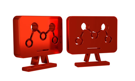Red Genetic engineering modification on laptop icon isolated on transparent background. DNA...