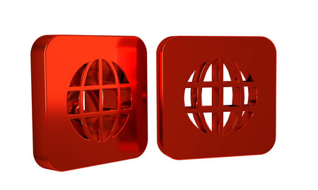 Red Worldwide icon isolated on transparent background. Pin on globe. .