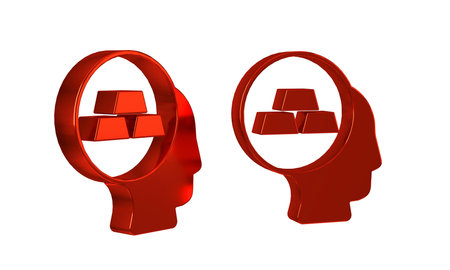 Red Gold bars icon isolated on transparent background. Banking business concept. .の写真素材
