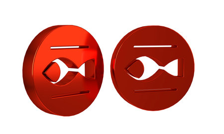 Red Pisces zodiac sign icon isolated on transparent background. Astrological horoscope collection. .の写真素材