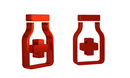 Red Sedative pills icon isolated on transparent background. .の写真素材