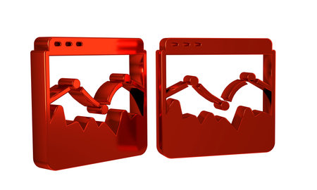 Red Music wave equalizer icon isolated on transparent background. Sound wave. Audio digital equalizer technology, console panel, pulse musical. .の写真素材