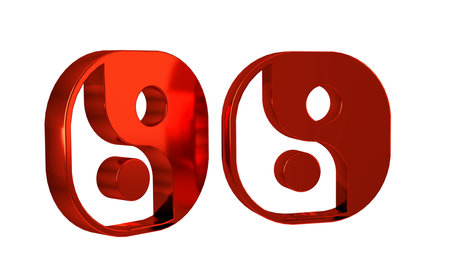 Red Yin Yang symbol of harmony and balance icon isolated on transparent background. .の写真素材