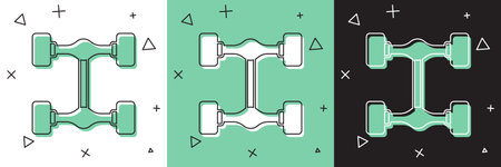 Set Chassis car icon isolated on white and green, black background. Vector.のイラスト素材