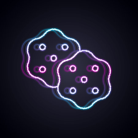 Glowing neon line Cracker biscuit icon isolated on black background. Sweet cookie. Vector.のイラスト素材