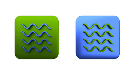 Colorful Wave icon isolated on white background. Square button. 3D render illustration.の写真素材