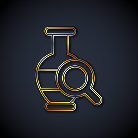Gold line Ancient amphorae icon isolated on black background. Vector.のイラスト素材