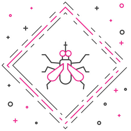 Line Mosquito icon isolated on white background. Colorful outline concept. Vector.のイラスト素材