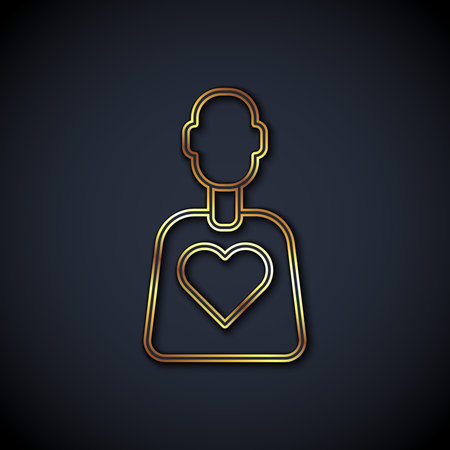 Gold line Volunteer icon isolated on black background. Vector.のイラスト素材