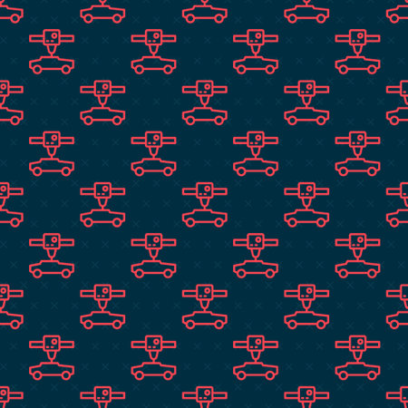 Red line 3D printer car icon isolated seamless pattern on black background. 3d printing. Vector.のイラスト素材