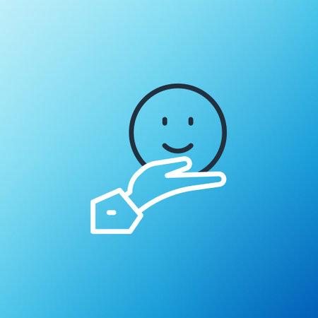 Line Happy friendship day icon isolated on blue background. Everlasting friendship concept. Colorful outline concept. Vector.のイラスト素材