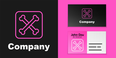 Pink line Archeology icon isolated on black background. Logo design template element. Vector.のイラスト素材