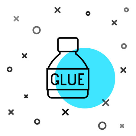 Black line Glue icon isolated on white background. Random dynamic shapes. Vector.のイラスト素材