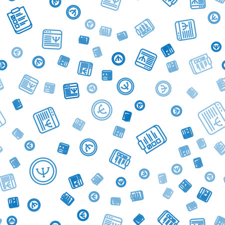 Set line Psychology Psychological test and Online psychological counseling on seamless pattern. Vector.のイラスト素材