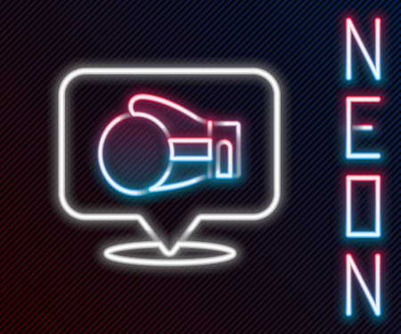 Glowing neon line Boxing glove icon isolated on black background. Colorful outline concept. Vector.のイラスト素材