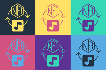 Pop art NFT Digital crypto art icon isolated on color background. Non fungible token. Vector.のイラスト素材
