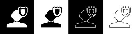 Set Psychology icon isolated on black and white background. Psi symbol. Mental health concept, psychoanalysis analysis and psychotherapy. Vector.のイラスト素材