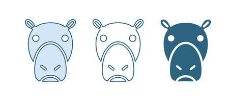 Blue Hippo or Hippopotamus icon isolated on white background. Animal symbol. Vector.のイラスト素材