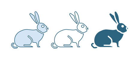 Blue Rabbit icon isolated on white background. Vector.のイラスト素材