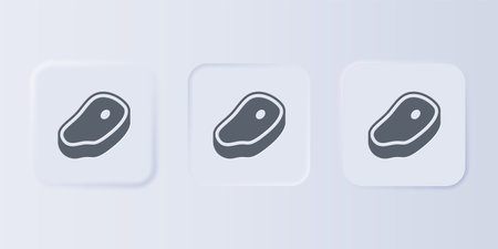 Gray Steak meat icon isolated on gray background. Set icons in square buttons. Vector.のイラスト素材
