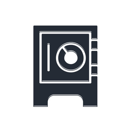 Black Safe icon isolated on white background. The door safe a bank vault with a combination lock. Reliable Data Protection. Vector.のイラスト素材