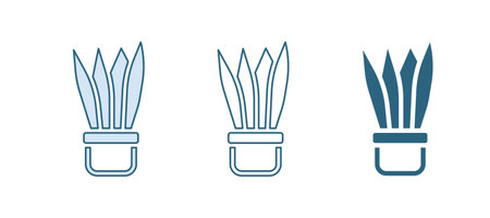 Blue Plant in pot icon isolated on white background. Plant growing in a pot. Potted plant sign. Vector.のイラスト素材