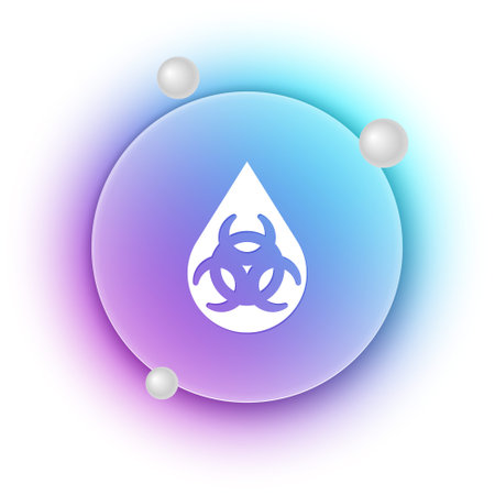 White GMO icon isolated on white background. Genetically modified organism acronym. DNA food modification. Blue and purple gradient circle background. Vector.のイラスト素材