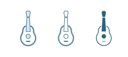 Blue Guitar icon isolated on white background. Acoustic guitar. String musical instrument. Vector.のイラスト素材