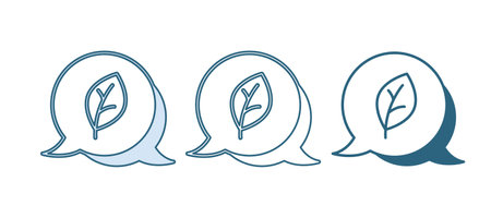 Blue Leaf Eco symbol icon isolated on white background. Banner, label, tag, logo, sticker for eco green. Vector.のイラスト素材