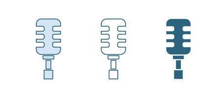 Blue Microphone icon isolated on white background. On air radio mic microphone. Speaker sign. Vector.のイラスト素材