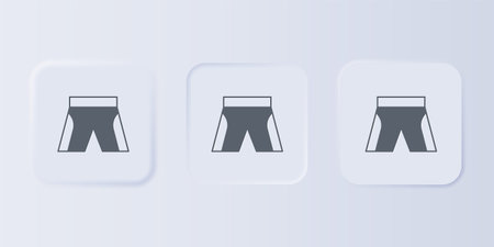 Gray Short or pants icon isolated on gray background. Set icons in square buttons. Vector.のイラスト素材