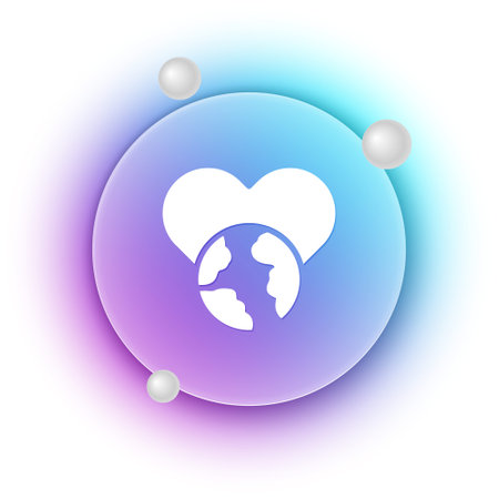 White The heart world - love icon isolated on white background. Blue and purple gradient circle background. Vector.のイラスト素材