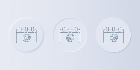 Gray Calendar with email icon isolated on gray background. Envelope symbol e-mail. Email message sign. Set icons in square buttons. Vector.のイラスト素材
