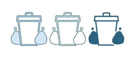 Blue Trash can icon isolated on white background. Garbage bin sign. Recycle basket icon. Office trash icon. Vector.のイラスト素材