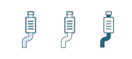 Blue Car muffler icon isolated on white background. Exhaust pipe. Vector.のイラスト素材