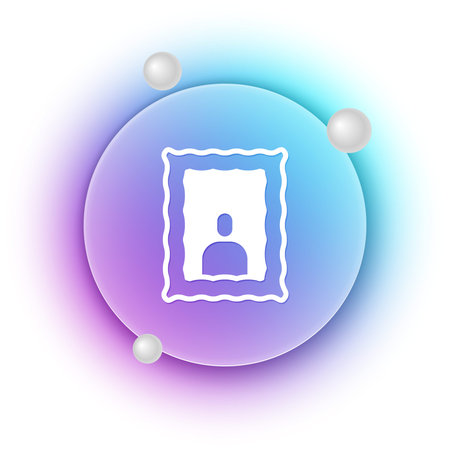 White Picture frame on table icon isolated on white background. Valentines Day symbol. Blue and purple gradient circle background. Vector.のイラスト素材