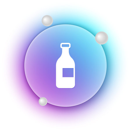 White Bottle of wine icon isolated on white background. Blue and purple gradient circle background. Vector.のイラスト素材