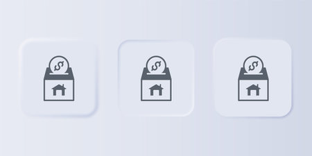 Gray Donation and charity icon isolated on gray background. Donate money and charity concept. Set icons in square buttons. Vector.のイラスト素材