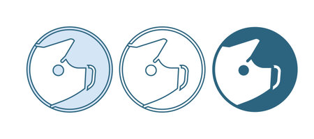 Blue Pig icon isolated on white background. Animal symbol. Vector.のイラスト素材