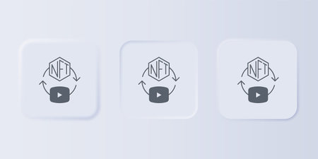 Gray NFT Digital crypto art icon isolated on gray background. Non fungible token. Set icons in square buttons. Vector.のイラスト素材