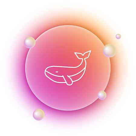 White Whale icon isolated on white background. Orange and pink gradient circle background. Vector.のイラスト素材