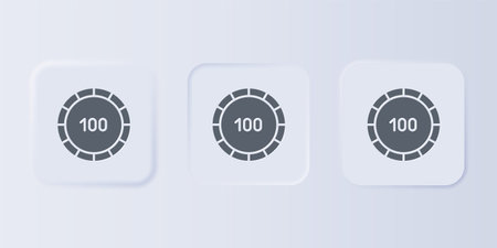 Gray Casino chips icon isolated on gray background. Casino gambling. Set icons in square buttons. Vector.のイラスト素材