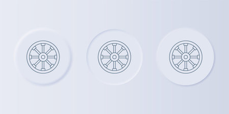 Gray Old wooden wheel icon isolated on gray background. Set icons in square buttons. Vector.のイラスト素材